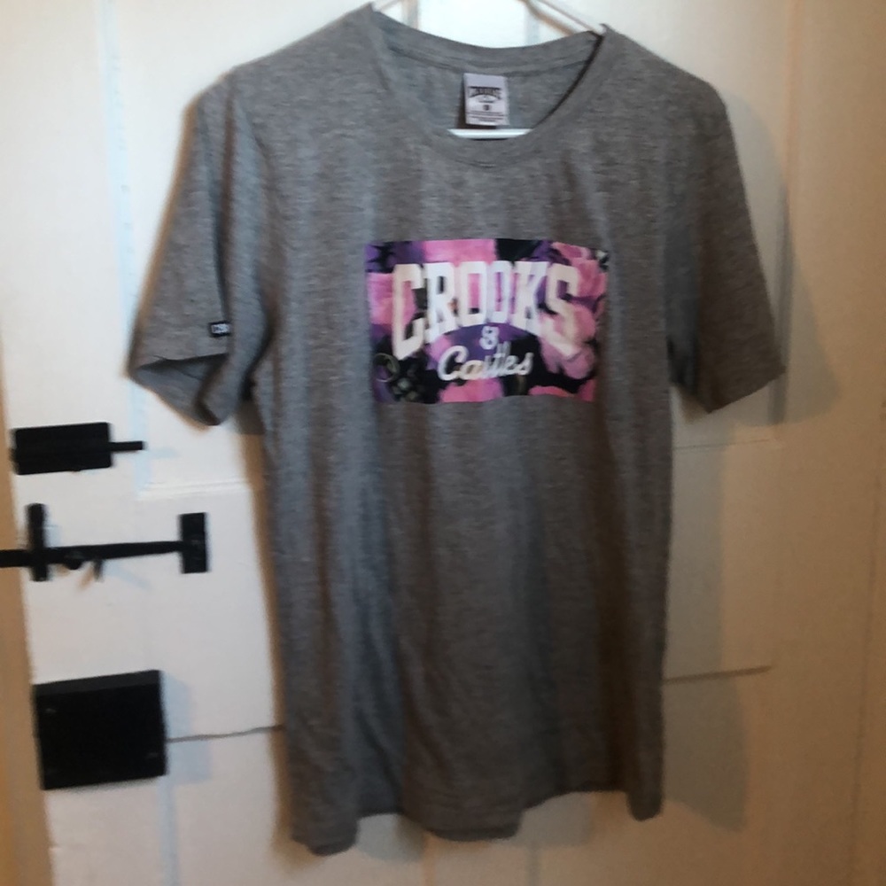 Crooks & Castles grey logo T-shirt